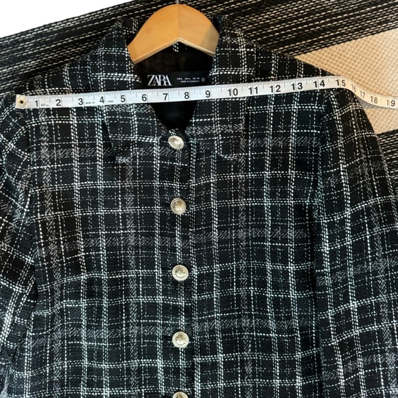 Zara Womens Plaid Tweed Crop Jacket Size‎ L - Picture 11 of 14